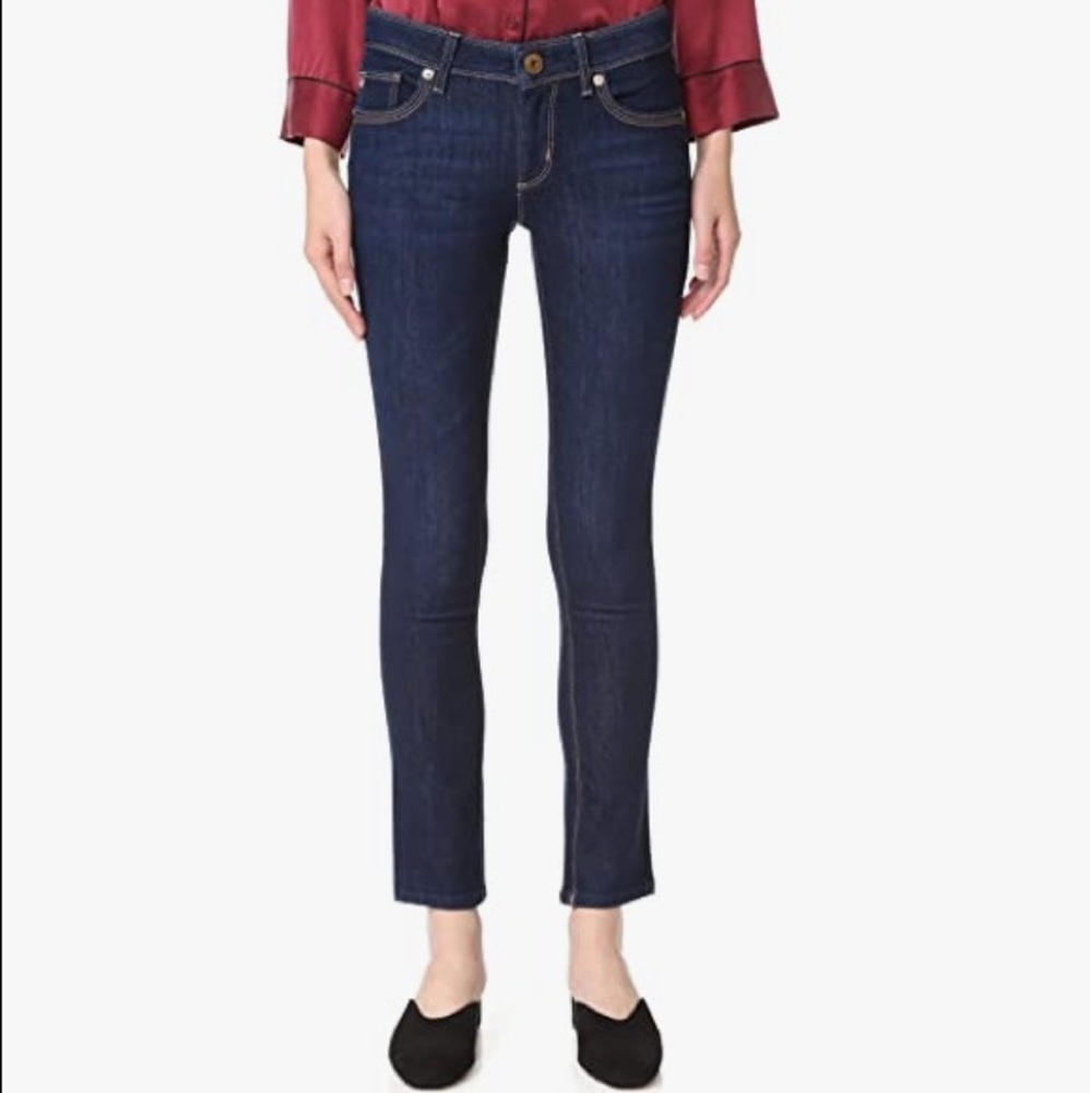 NWOT DL 1961 ANGEL MID RISE SKINNY ANKLE DARK NAVY BLUE COLOR WITH ROSE πΉ GOLD - Picture 2 of 16